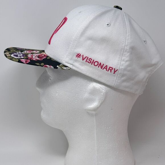 Visionary Baseball Hat Cap Floral Flowers Three Ds 6 Panel Snapback White - Picture 4 of 12
